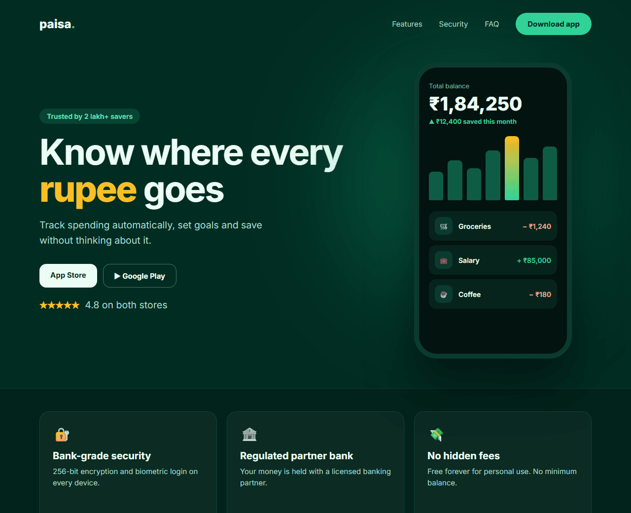 Fintech App Landing Page built from this AI prompt