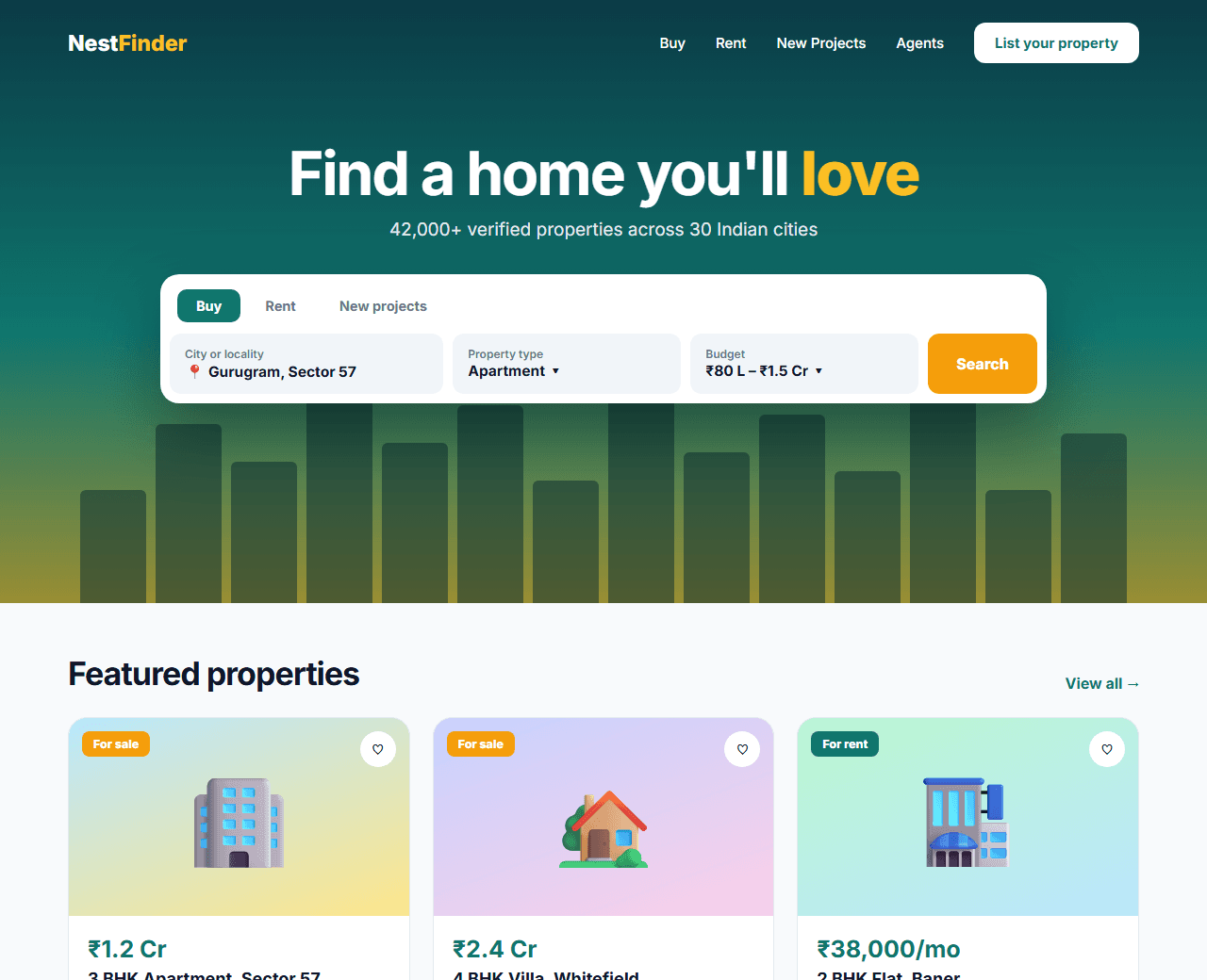 Real Estate Listing Website built from this AI prompt