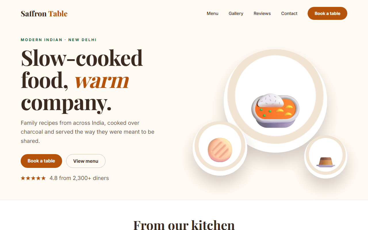 Restaurant & Cafe Website built from this AI prompt