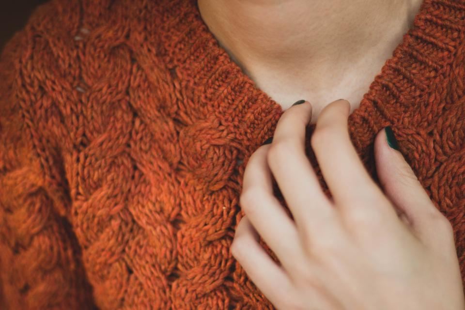 Ember cable-knit sweater in rust wool